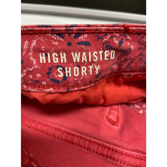 Tokyo Darling Womens Shorts Size 2 Red Bandana Print High Waisted Shorty Shortie - Picture 6 of 7